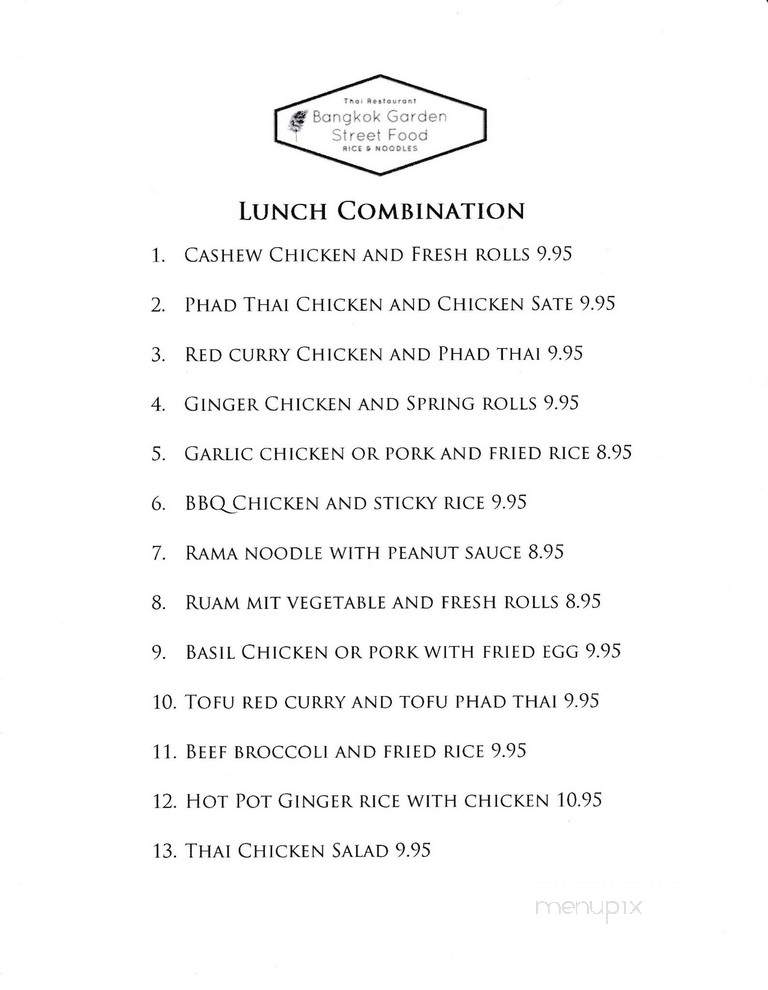 Bangkok Garden Thai Restaurant - Federal Way, WA menu_pic