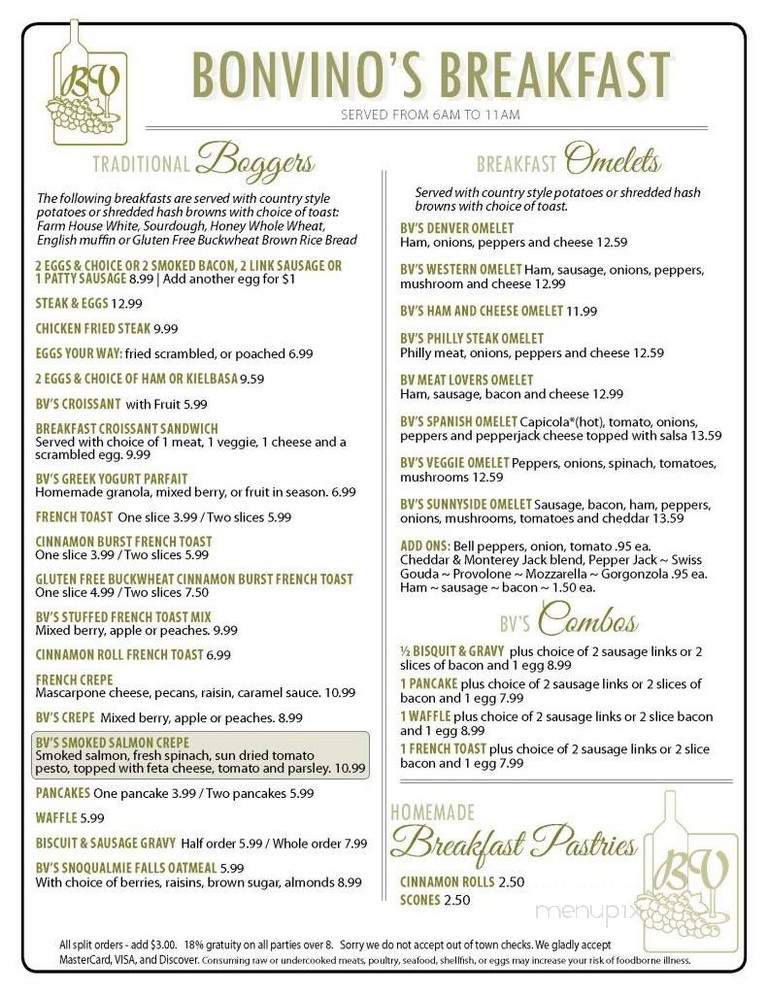Bon Vino's Bistro & Bakery - Sunnyside, WA menu_pic