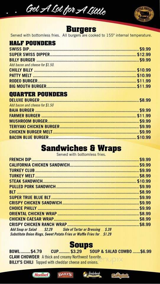 Buzz Inn Steakhouse - Snohomish, WA menu_pic