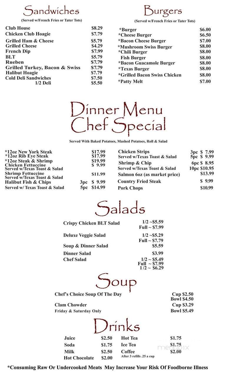 Carriage - Longview, WA menu_pic