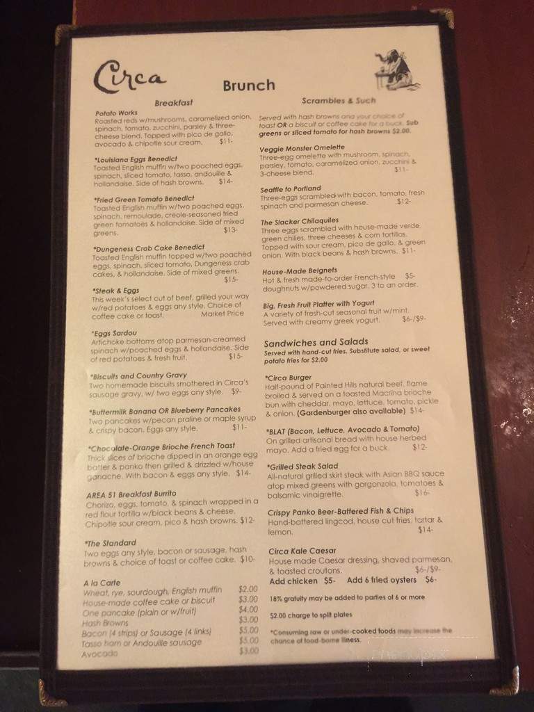 Circa Neighborhood Grill - Seattle, WA menu_pic