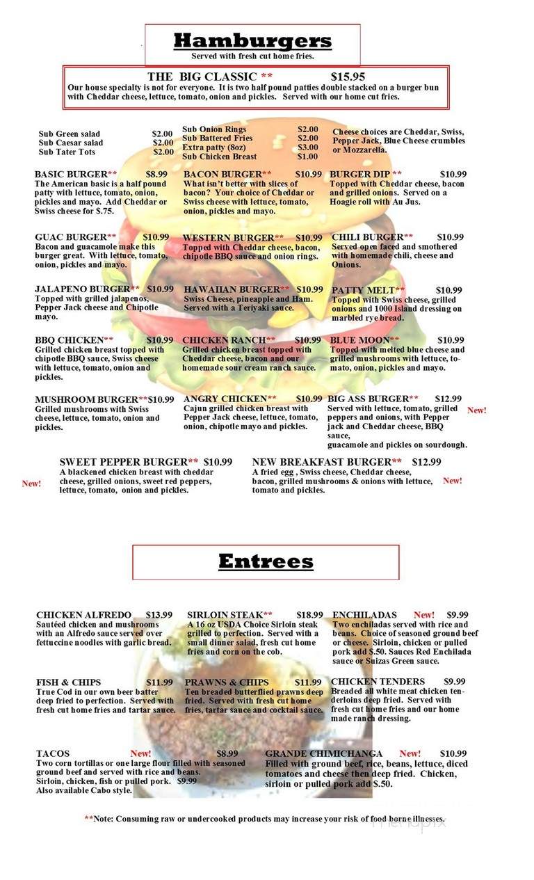 Classics Sports Bar - Renton, WA menu_pic