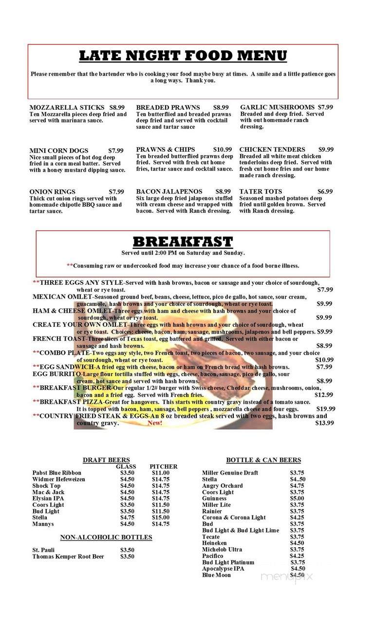 Classics Sports Bar - Renton, WA menu_pic