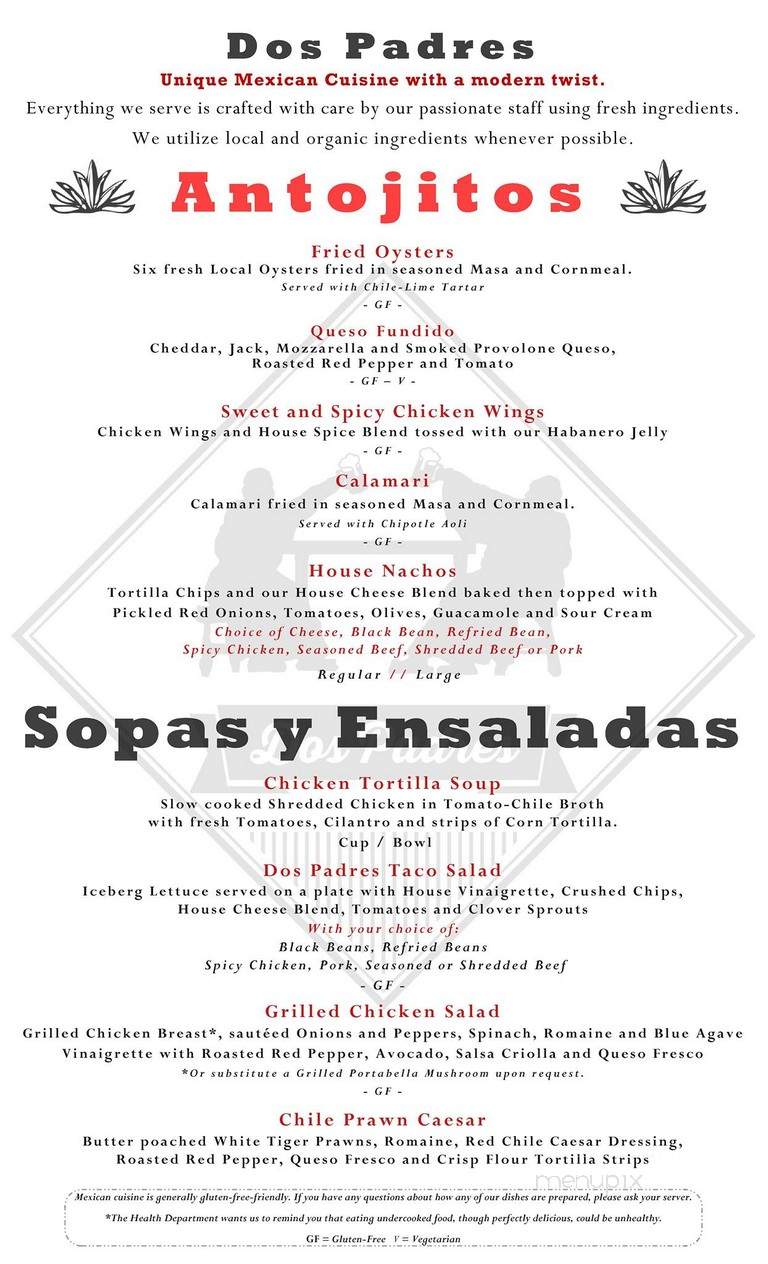 Dos Padres Restaurant - Bellingham, WA menu_pic