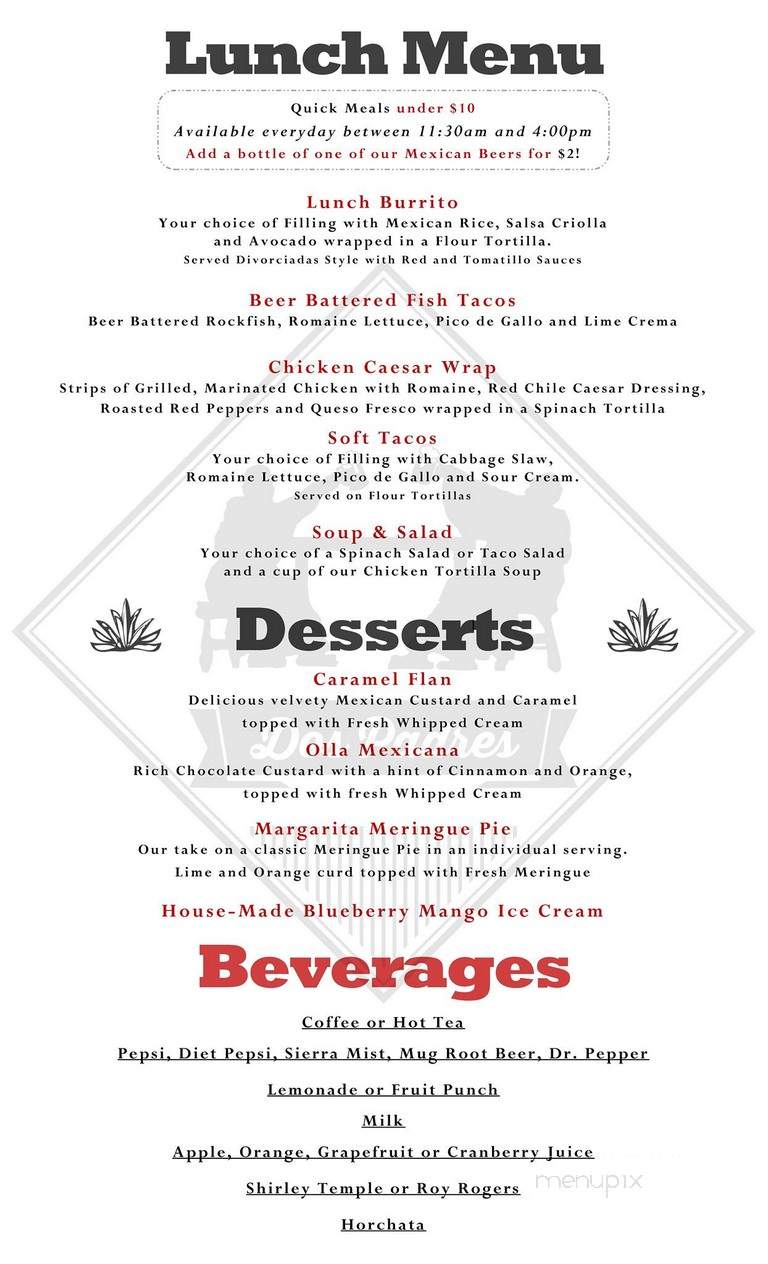 Dos Padres Restaurant - Bellingham, WA menu_pic