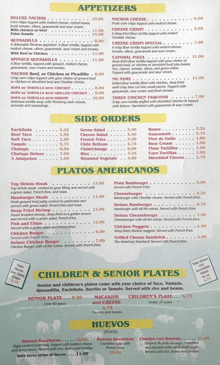 El Caporal Mexican Restaurant - Cle Elum, WA menu_pic