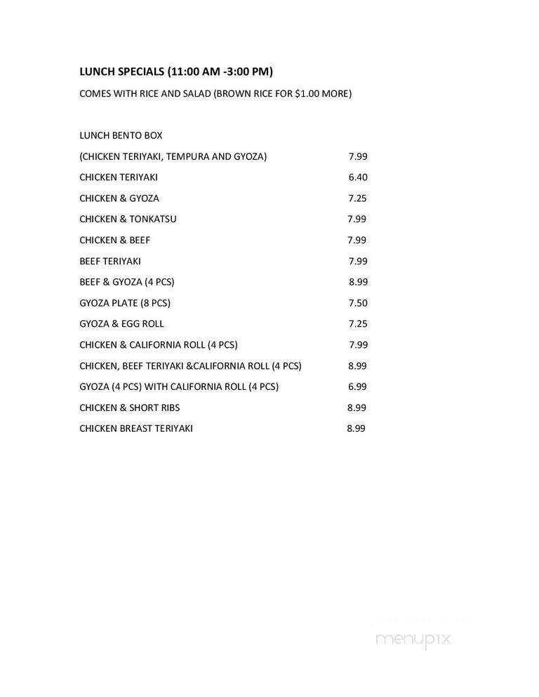 Ginza Teriyaki - University Place, WA menu_pic