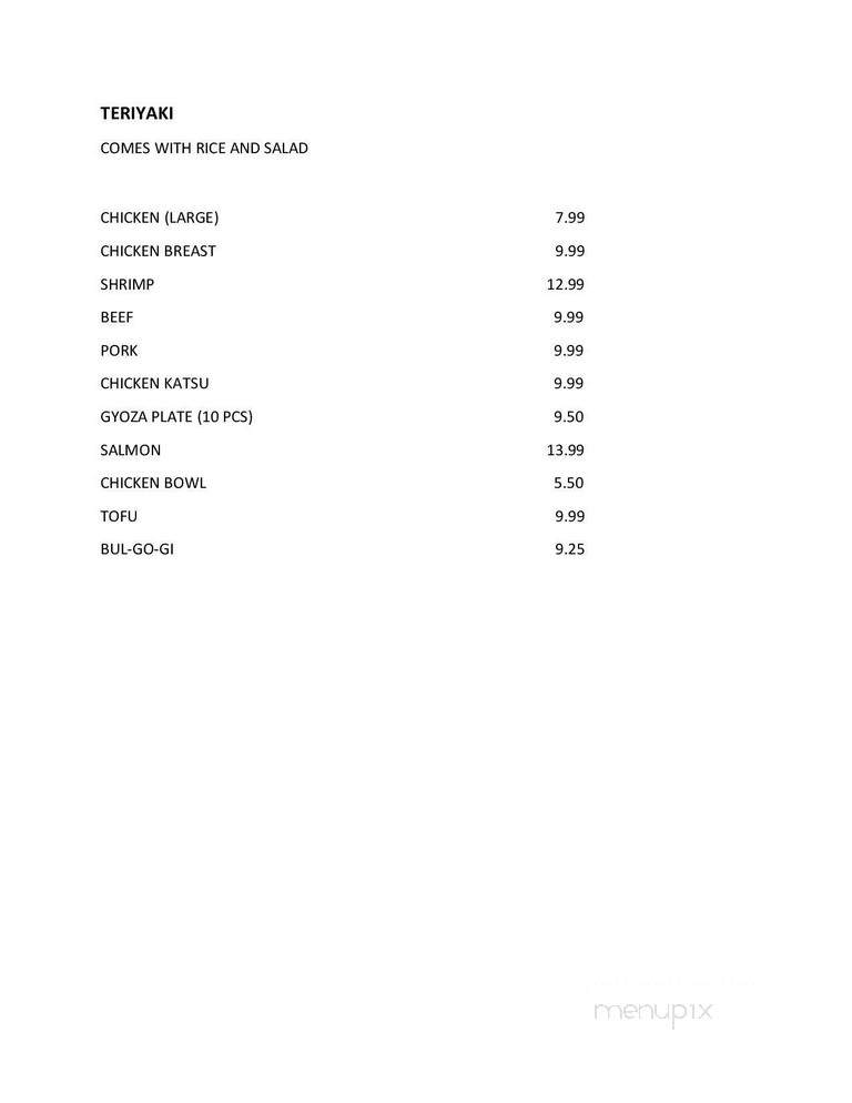 Ginza Teriyaki - University Place, WA menu_pic