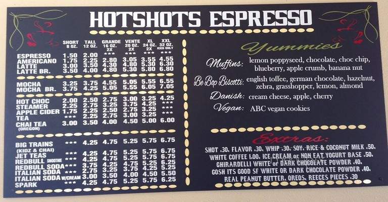 Hot Shots Expresso - Montesano, WA menu_pic