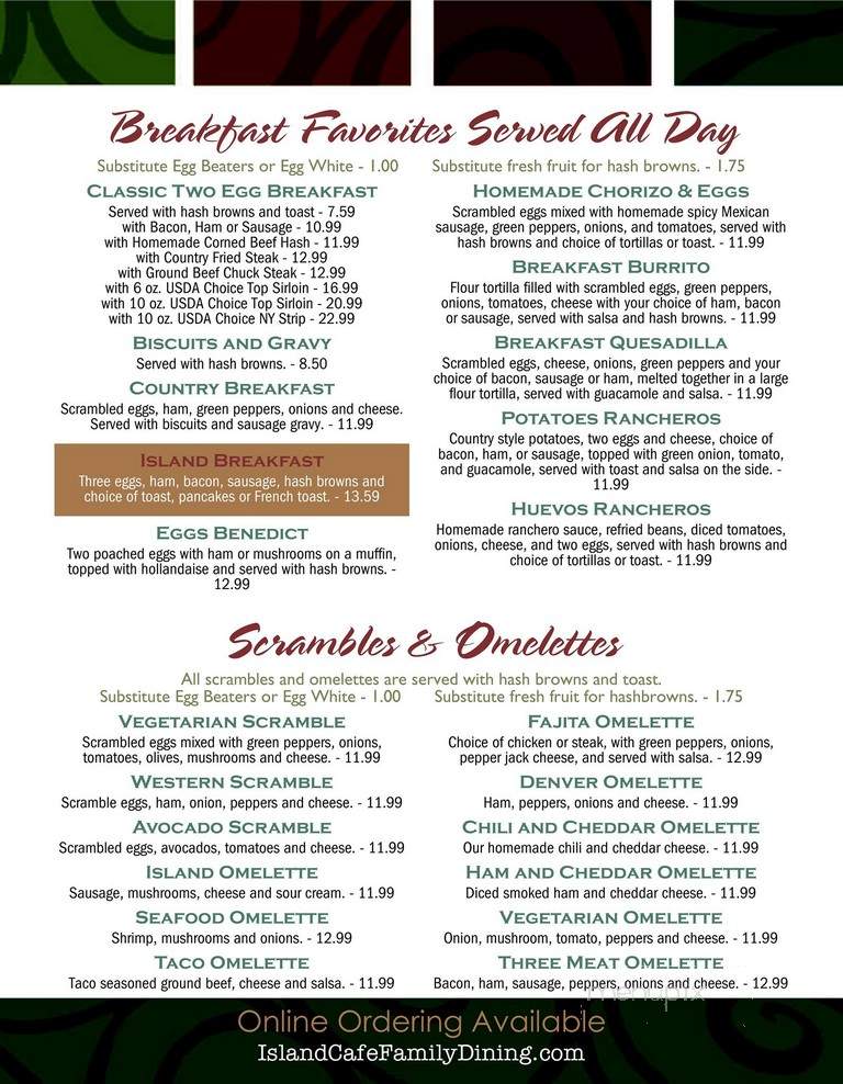 Island Cafe - Oak Harbor, WA menu_pic