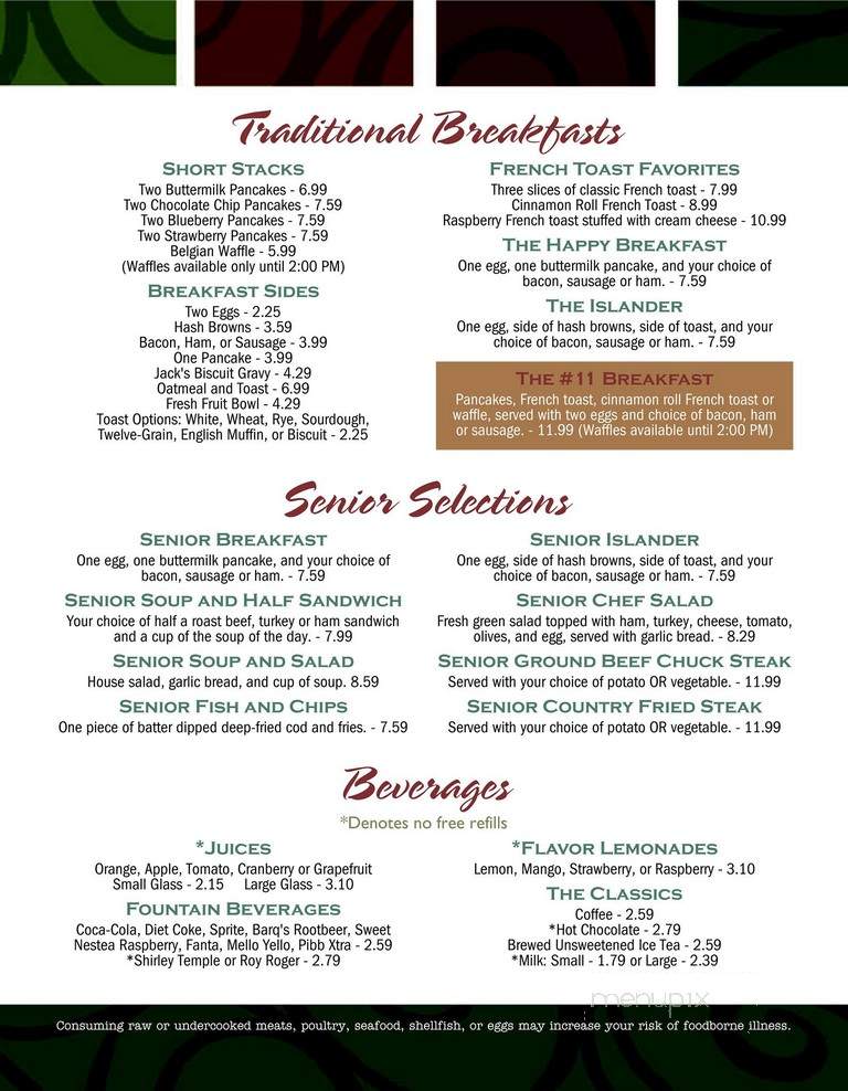 Island Cafe - Oak Harbor, WA menu_pic