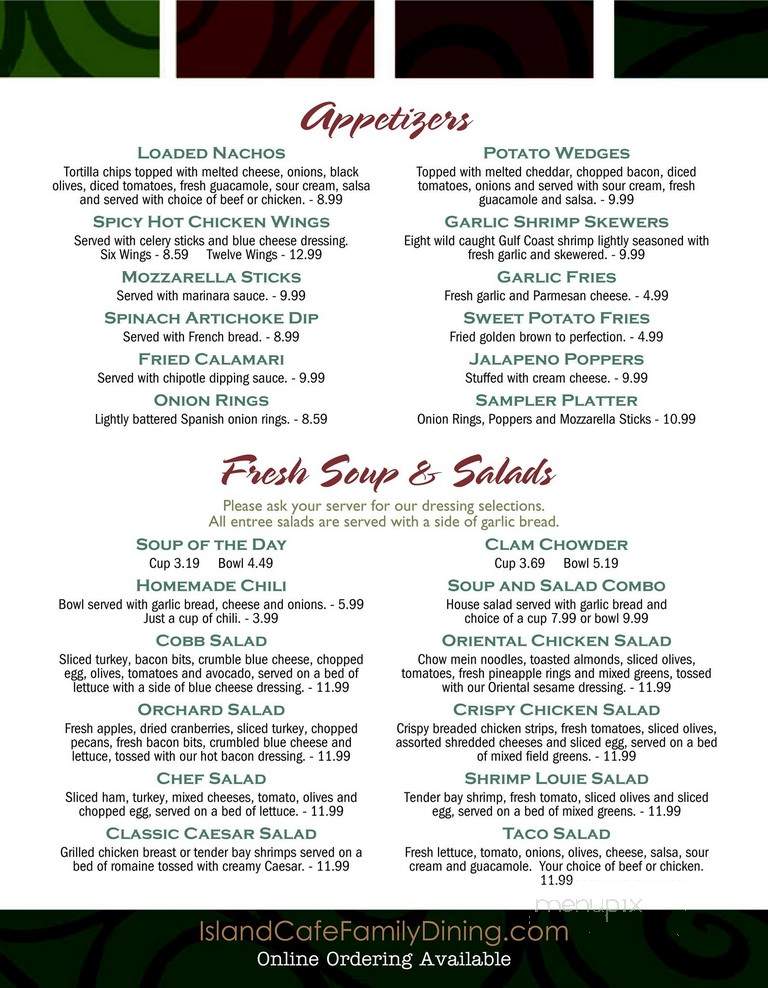 Island Cafe - Oak Harbor, WA menu_pic