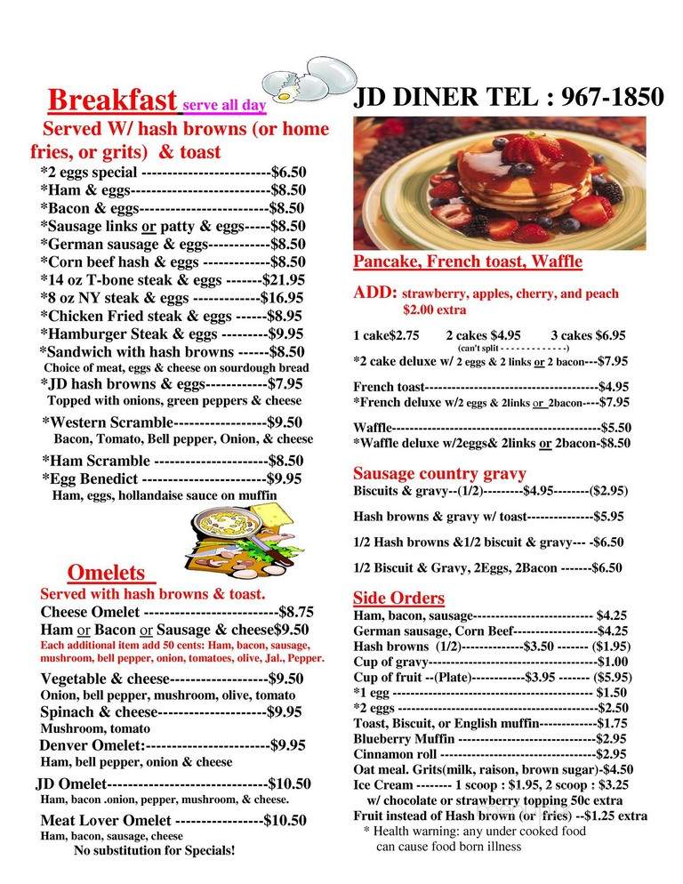 J D Diner - West Richland, WA menu_pic
