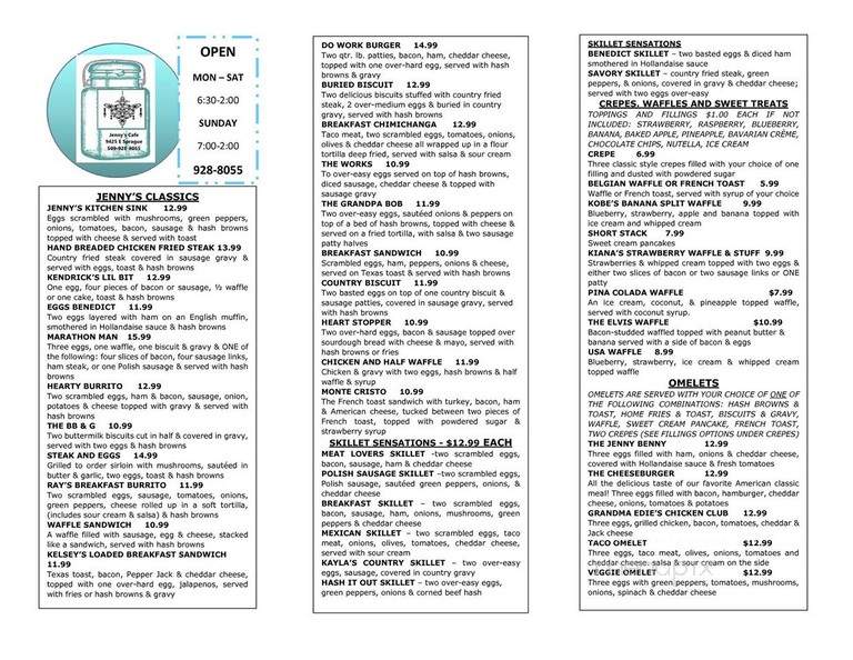 Jenny's Cafe - Spokane Valley, WA menu_pic