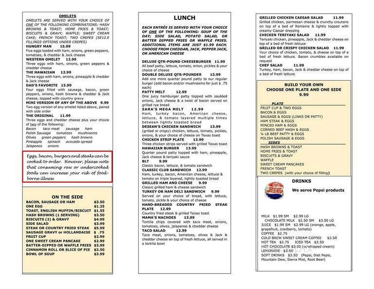Jenny's Cafe - Spokane Valley, WA menu_pic
