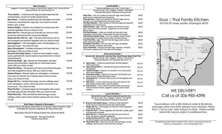 Krua Thal Family Kitchen - Seattle, WA menu_pic