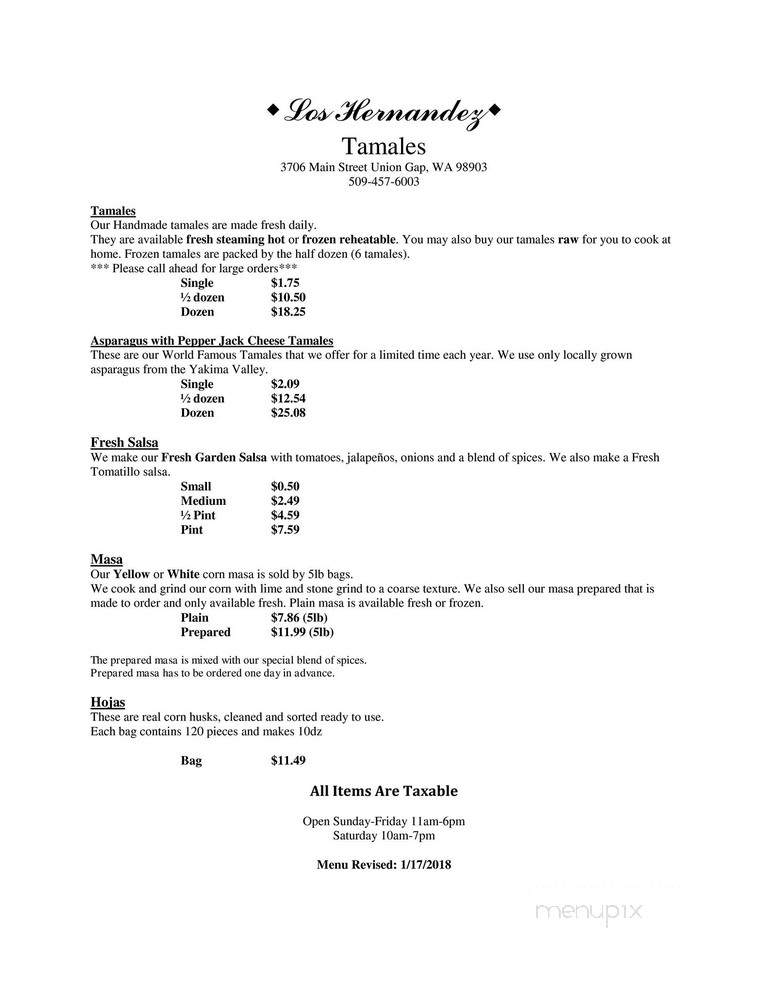 Los Hernandez - Union Gap, WA menu_pic