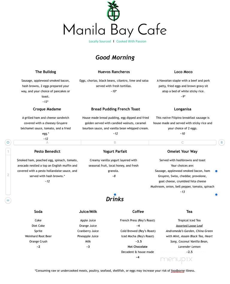 Manila Bay Cafe - Dayton, WA menu_pic