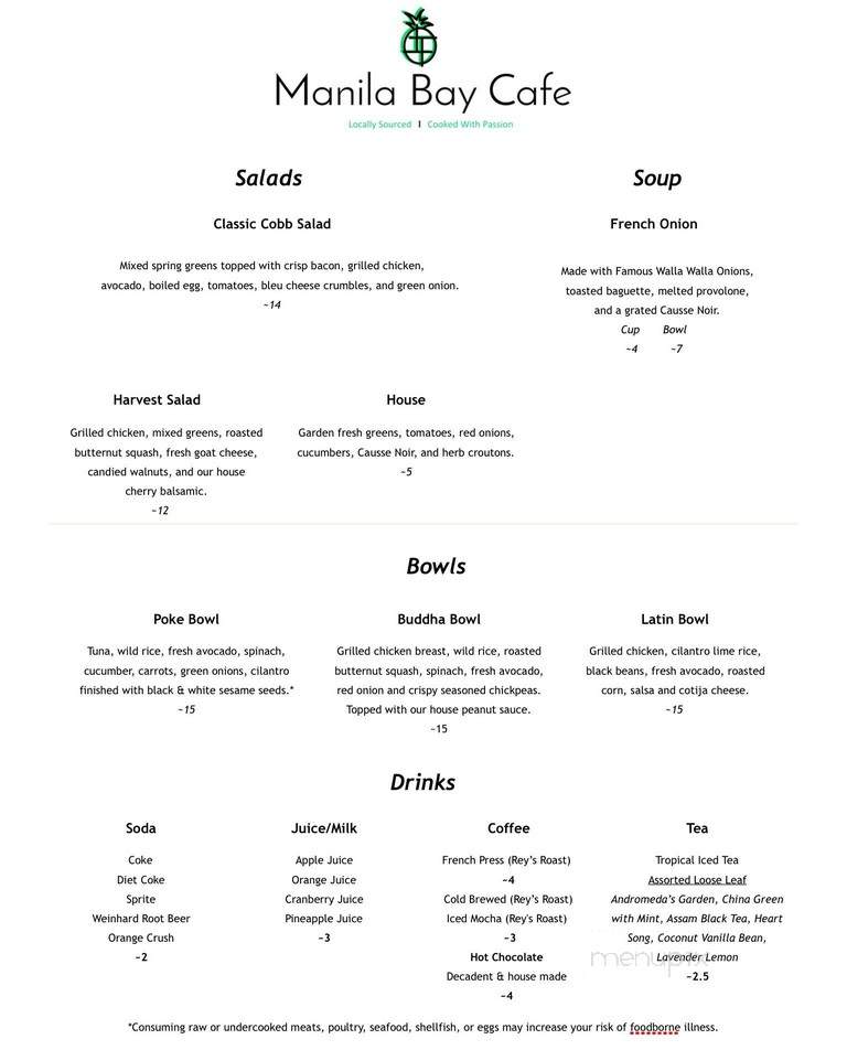 Manila Bay Cafe - Dayton, WA menu_pic