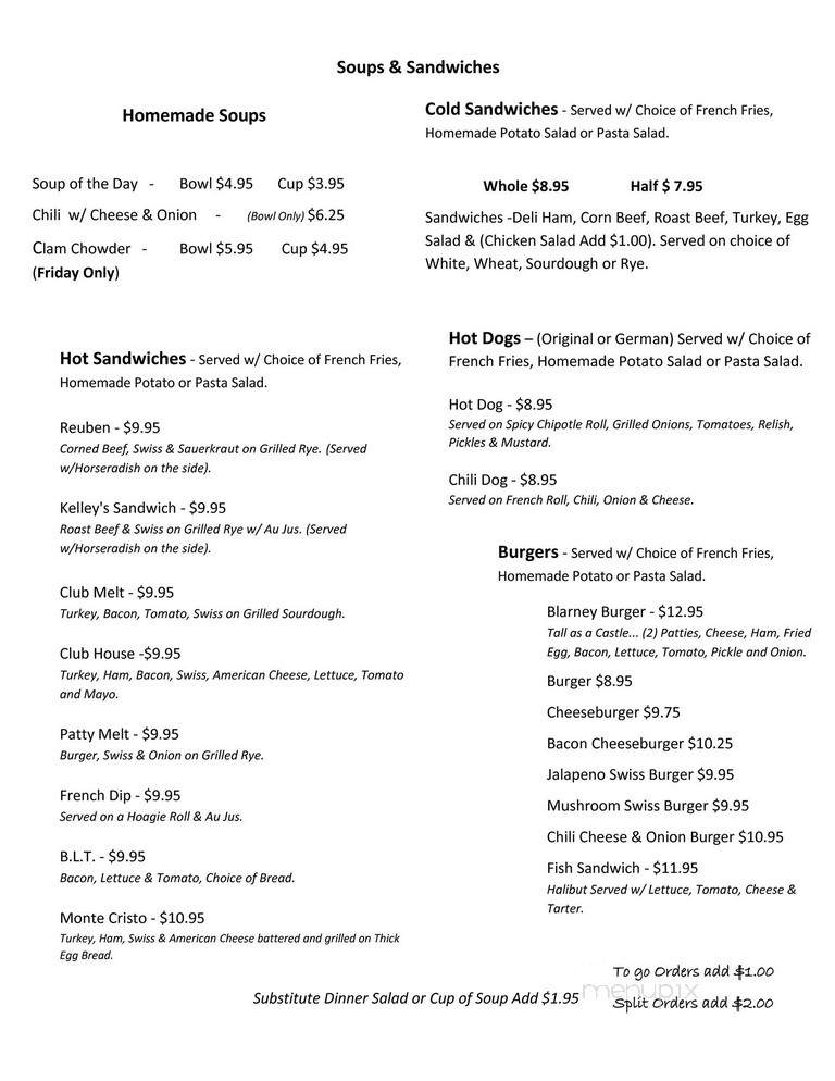 McGuire's Irish Restaurant - Yakima, WA menu_pic