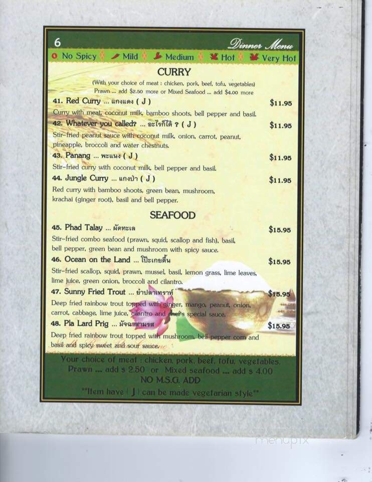 Noodle Boat Thai Restaurant - Issaquah, WA menu_pic