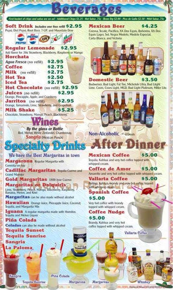 Paraiso Vallarta - Clarkston, WA menu_pic