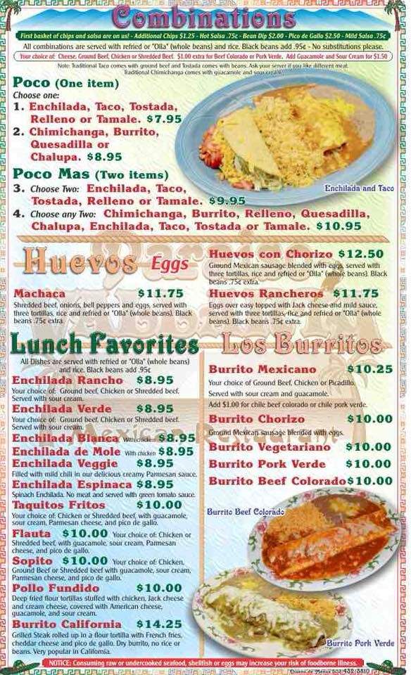 Paraiso Vallarta - Clarkston, WA menu_pic