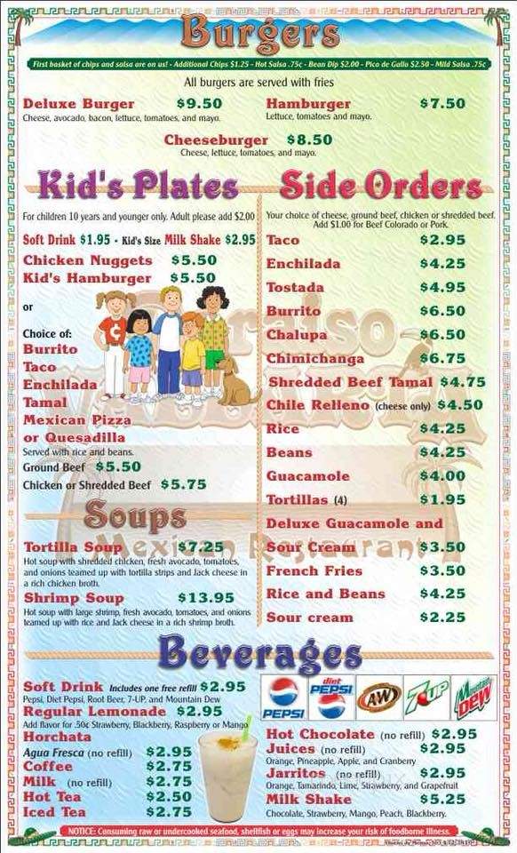 Paraiso Vallarta - Clarkston, WA menu_pic