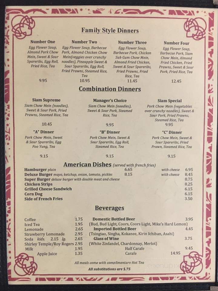 Siam Palace - Grand Coulee, WA menu_pic