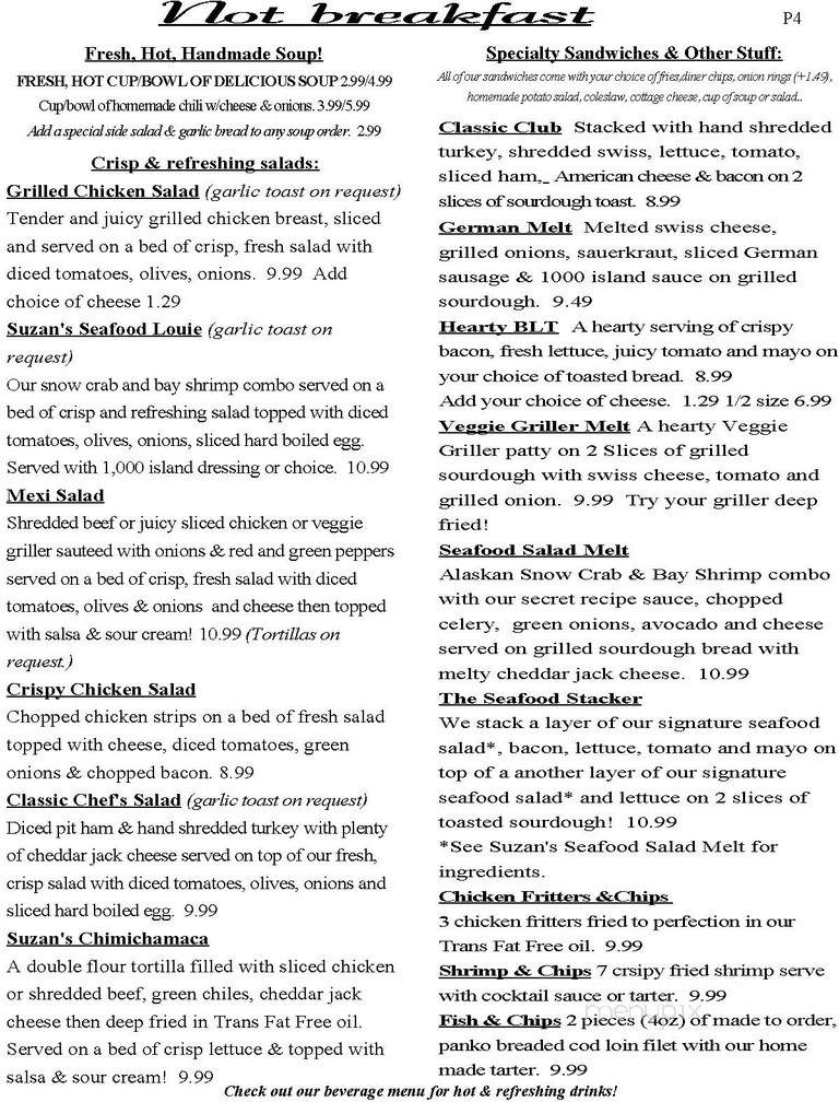 Suzan's Grill - Shelton, WA menu_pic