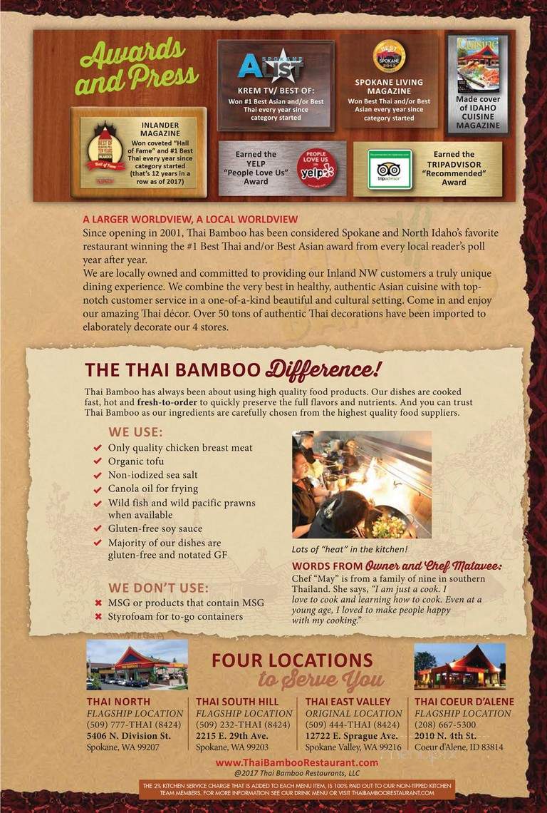 Thai Bamboo Restaurant - Spokane, WA menu_pic