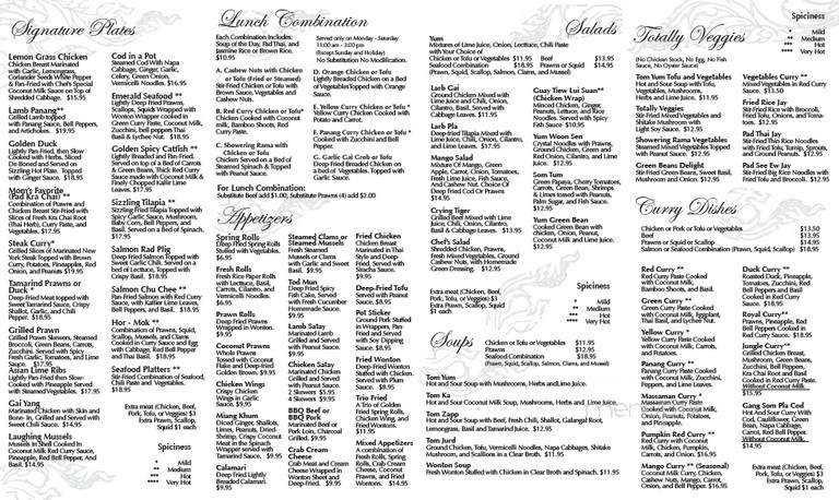 Thai Rhapsody - Mill Creek, WA menu_pic