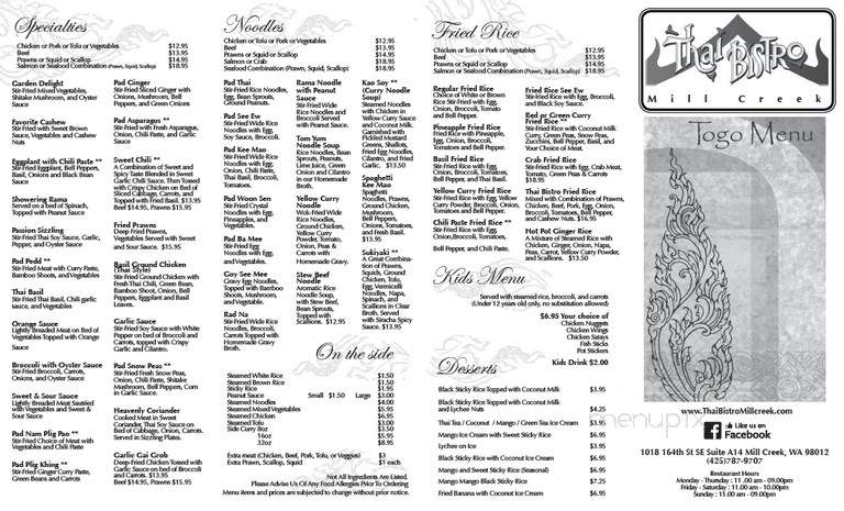 Thai Rhapsody - Mill Creek, WA menu_pic