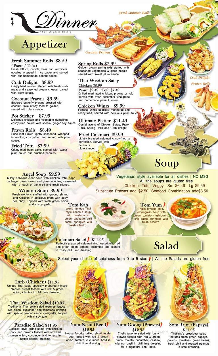 Tommy Thai's Restaurant - Kirkland, WA menu_pic