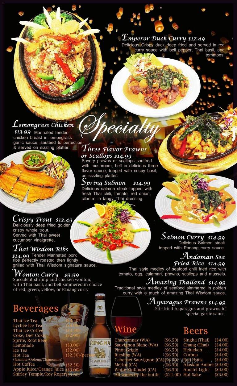 Tommy Thai's Restaurant - Kirkland, WA menu_pic
