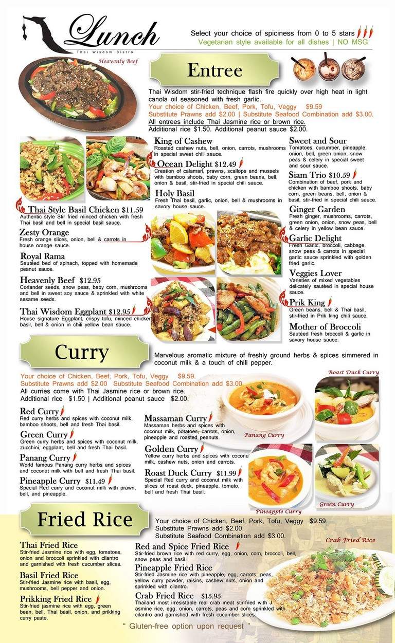 Tommy Thai's Restaurant - Kirkland, WA menu_pic