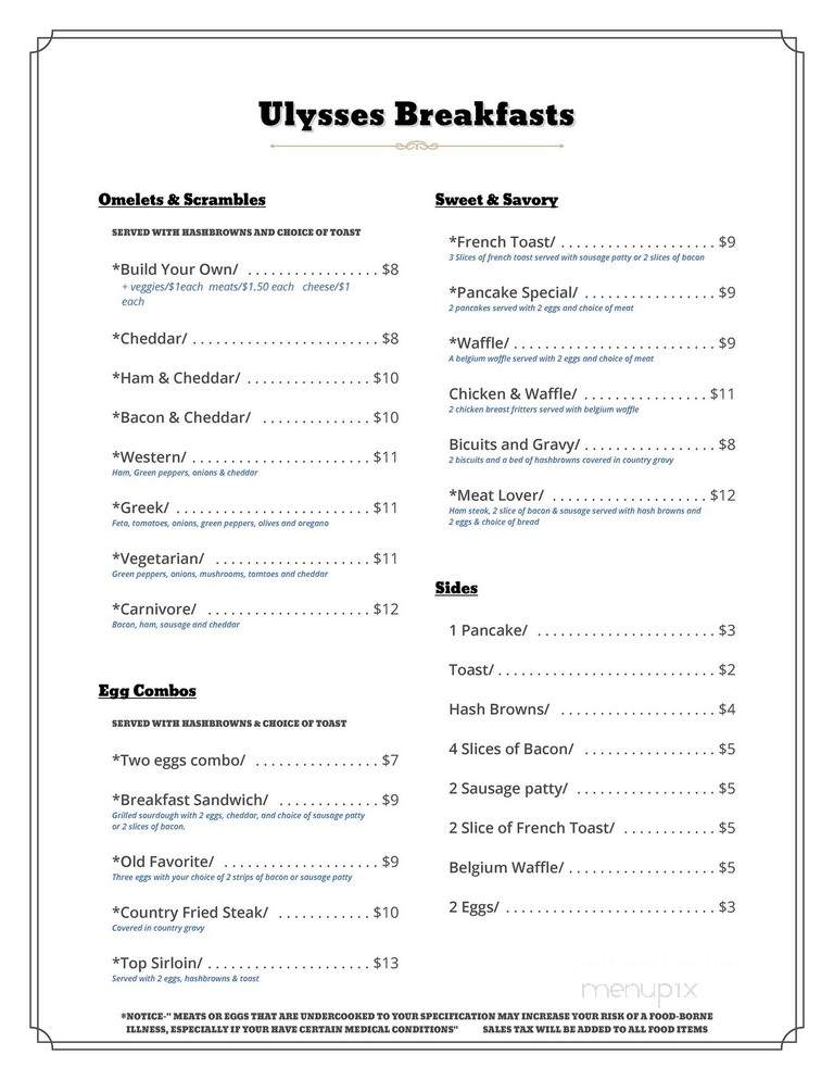 Ulysses' Restaurant - Tukwila, WA menu_pic