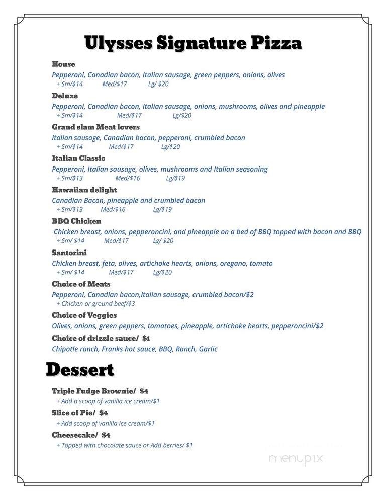 Ulysses' Restaurant - Tukwila, WA menu_pic