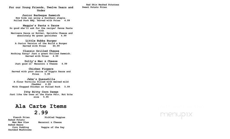 Foxfire Grille - Snowshoe, WV menu_pic