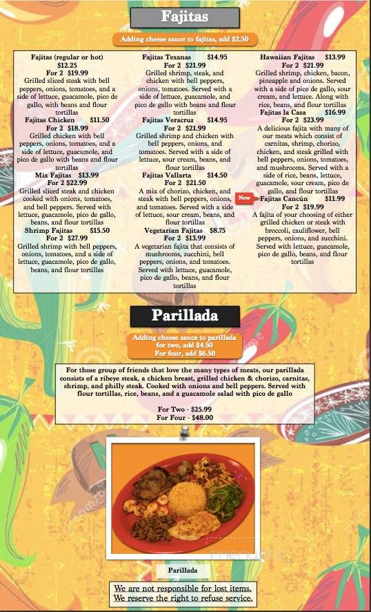 Rio Bravo - Mason, WV menu_pic