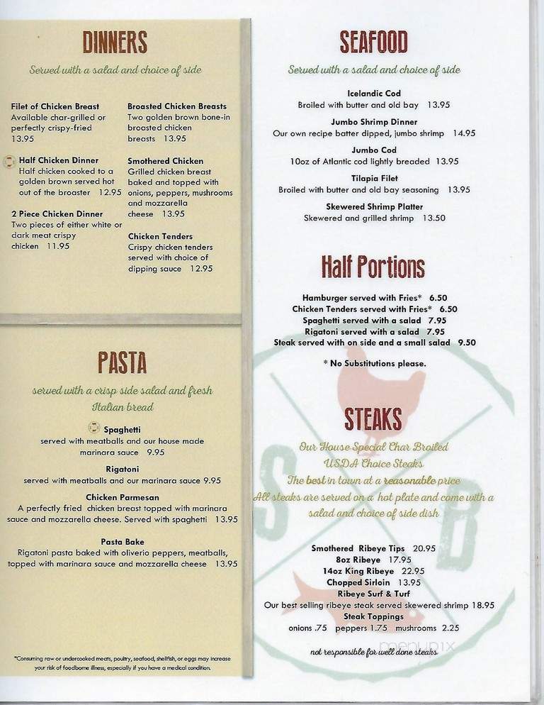 Say-Boy Steakhouse Restaurant - Fairmont, WV menu_pic