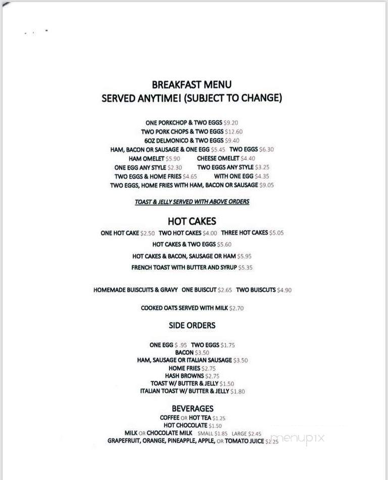 Sunset-Ellis Restaurant - Meadowbrook, WV menu_pic
