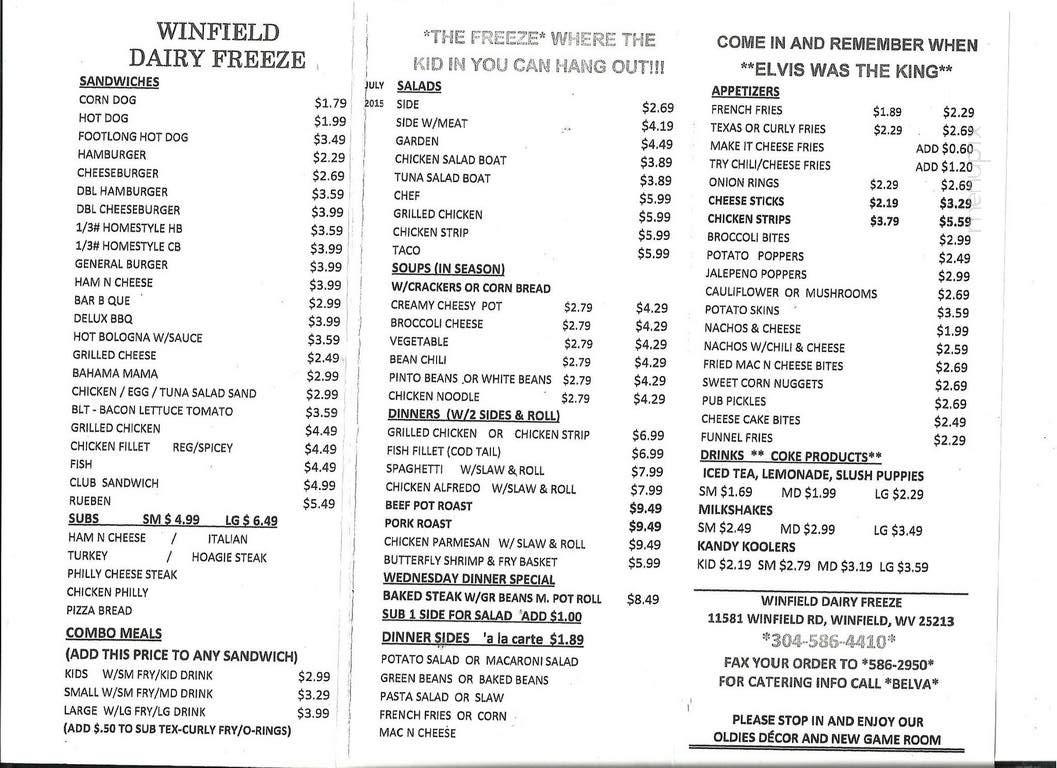 Winfield Dairy Freeze - Winfield, WV menu_pic
