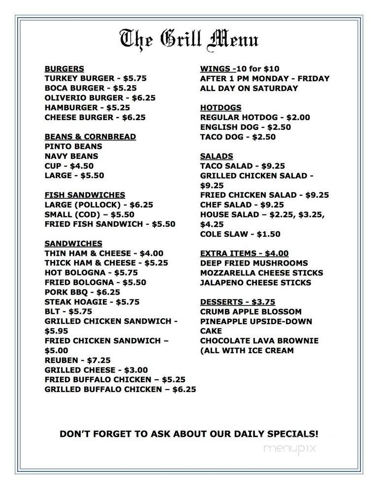 Grill - Charleston, WV menu_pic