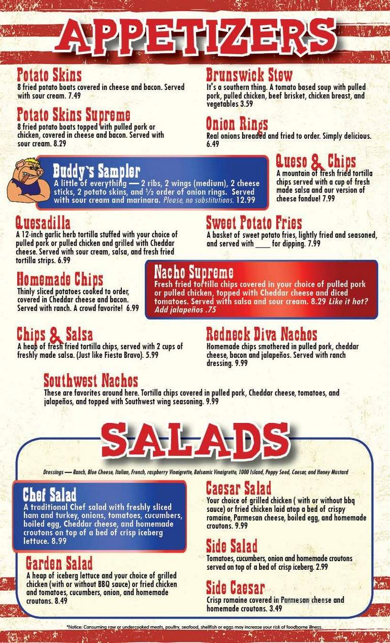 Buddy's All American Bar-B-Que - Huntington, WV menu_pic