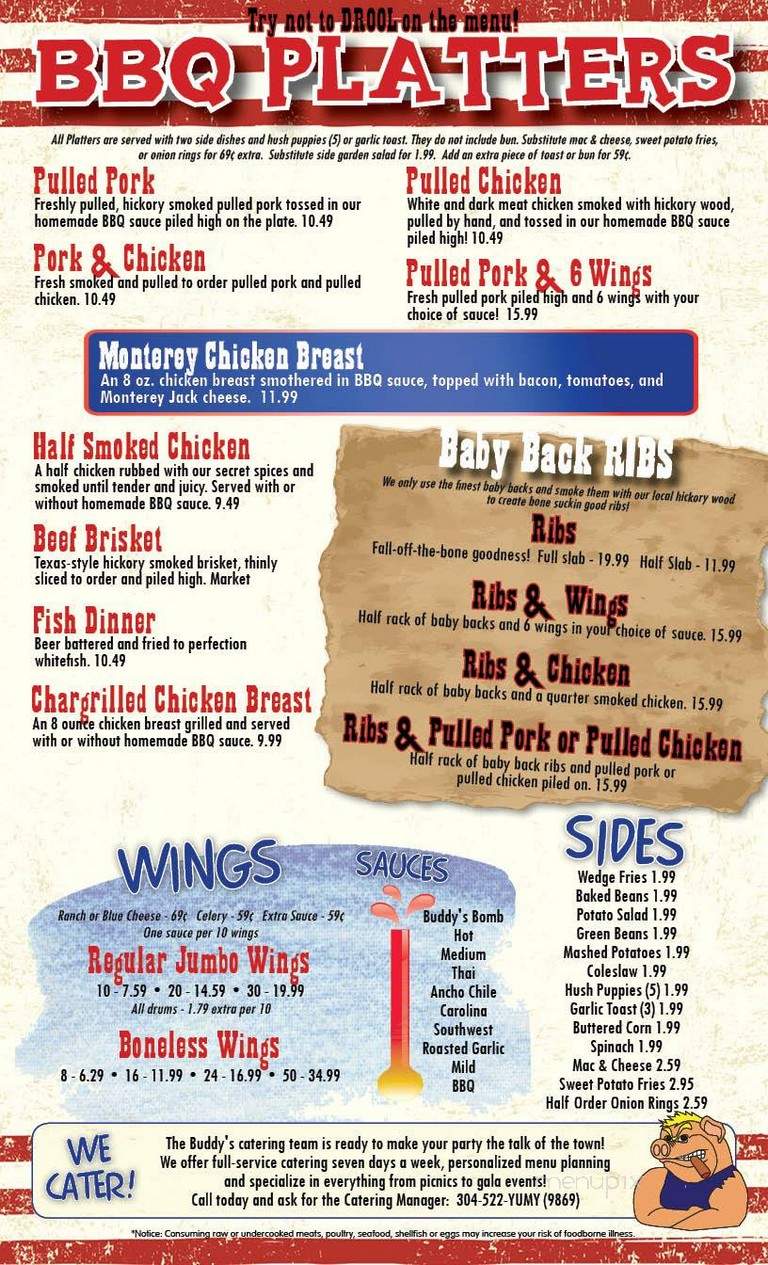 Buddy's All American Bar-B-Que - Huntington, WV menu_pic