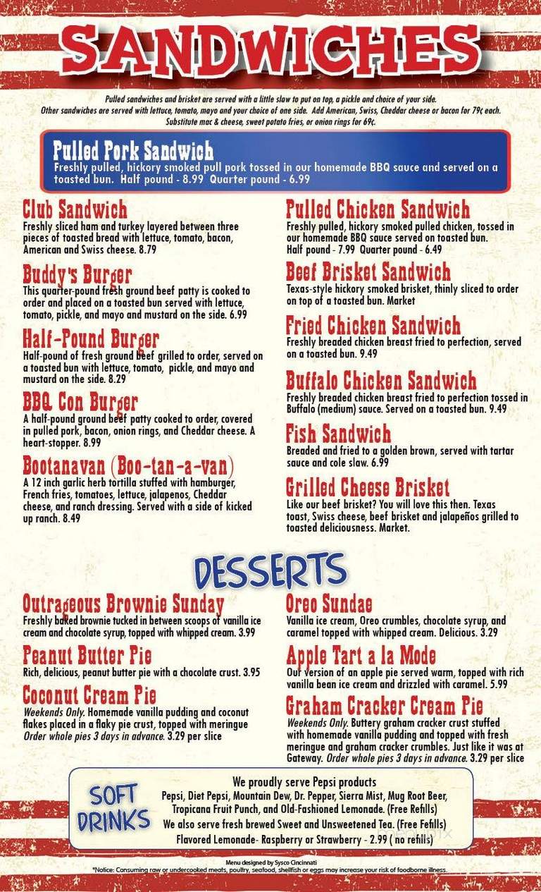 Buddy's All American Bar-B-Que - Huntington, WV menu_pic
