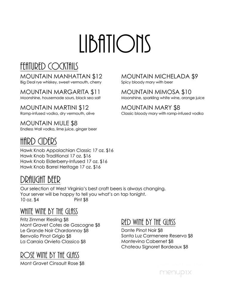 Courthouse Cafe - Morgantown, WV menu_pic