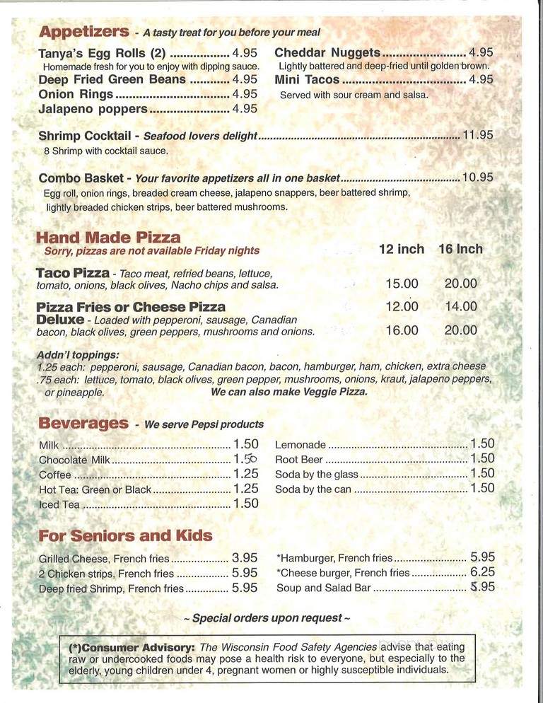 A J 's Bar & Dining - Park Falls, WI menu_pic