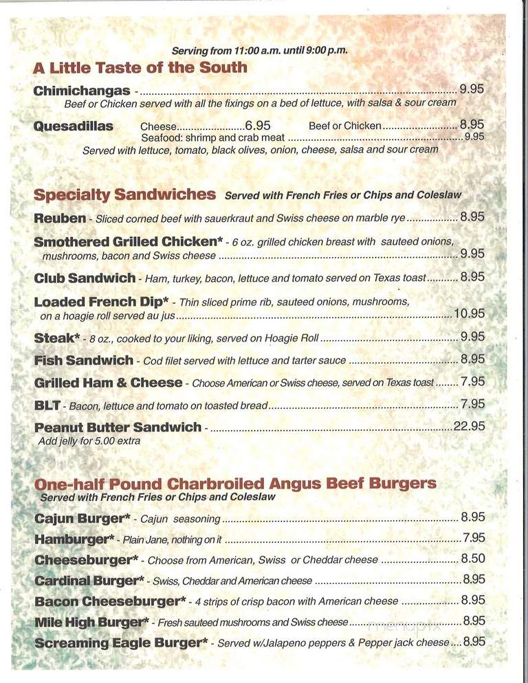A J 's Bar & Dining - Park Falls, WI menu_pic